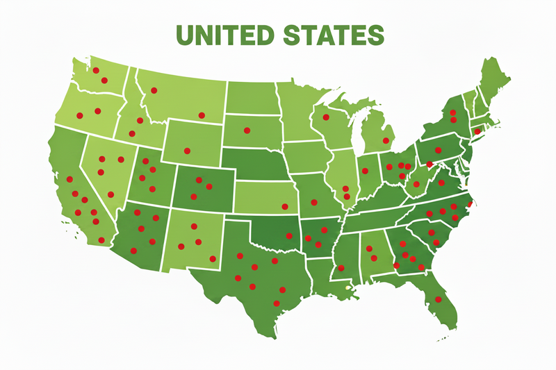 Map of our team across the US